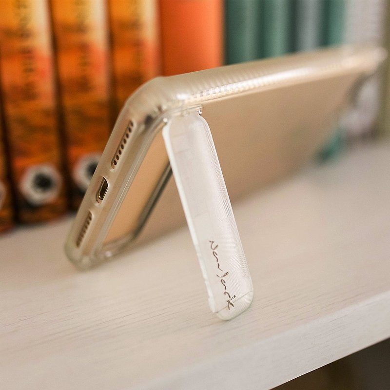 iPhone SE 2/8/7 (4.7 inches) stand-up anti-fall shock-absorbing air pressure protective case fog white - เคส/ซองมือถือ - พลาสติก ขาว