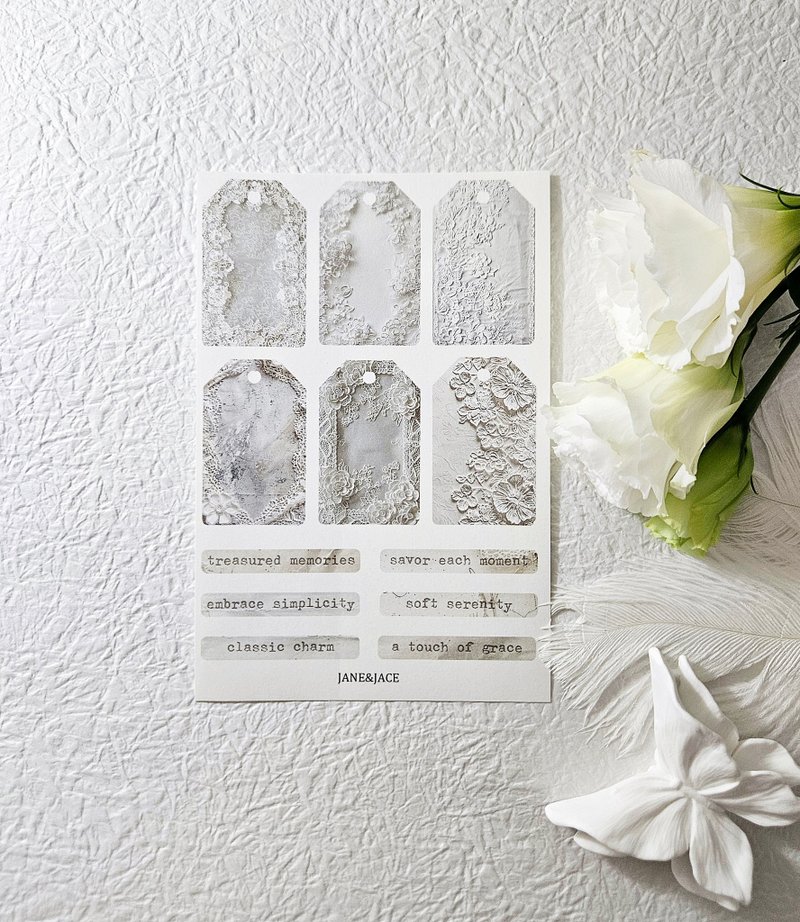 lace tag sticker - Stickers - Paper White