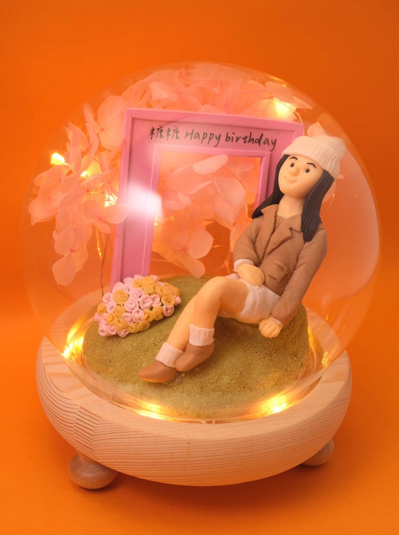 情人節小禮品,內有LED燈效,可客製名字.提供相片客製人物造型 - 陶藝/玻璃 - 黏土 