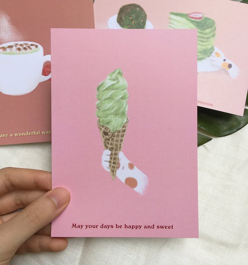 Be Happy and sweet Postcard - 心意卡/卡片 - 紙 粉紅色