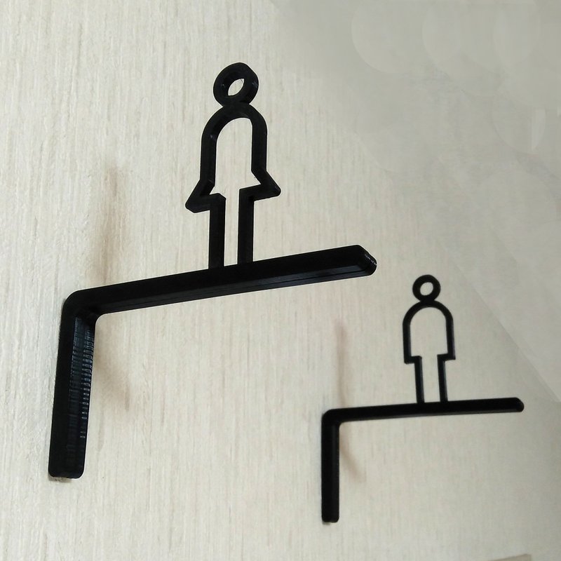 Restroom Sign,WC Sign,Bathroom Sign,Toilet Sign,Room Sign - Wall Décor - Plastic Black