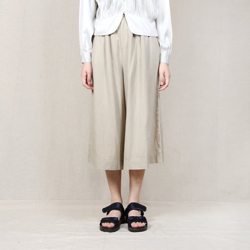 [Egg plant ancient] small seed card its ancient seven points wide leg pants - Women's Pants - Fresh Ingredients Khaki
