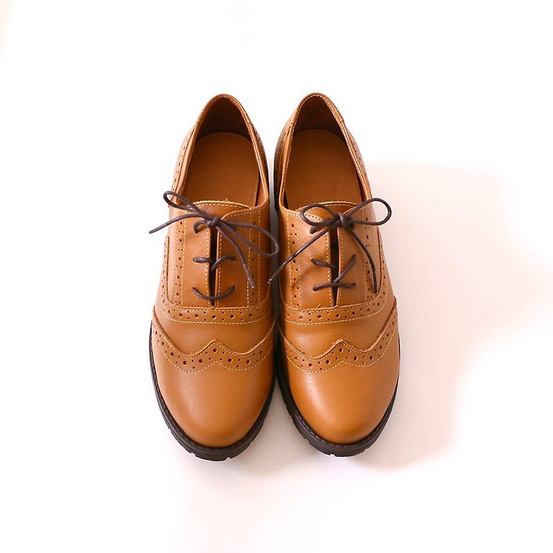 Water Tire Cowhide Orthodox Cushioned Oxford Shoes Brown - Women's Oxford Shoes - Genuine Leather 