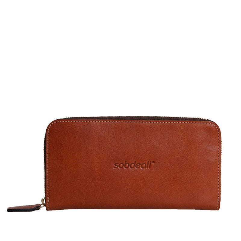 ㄇ zipper clip - Wallets - Genuine Leather Orange
