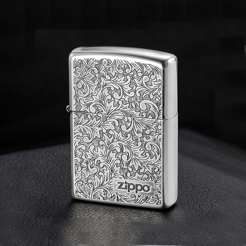 [ZIPPO official flagship store] Classic Tangcao (antique Silver) windproof lighter ZA-2-23C - Other - Copper & Brass Silver