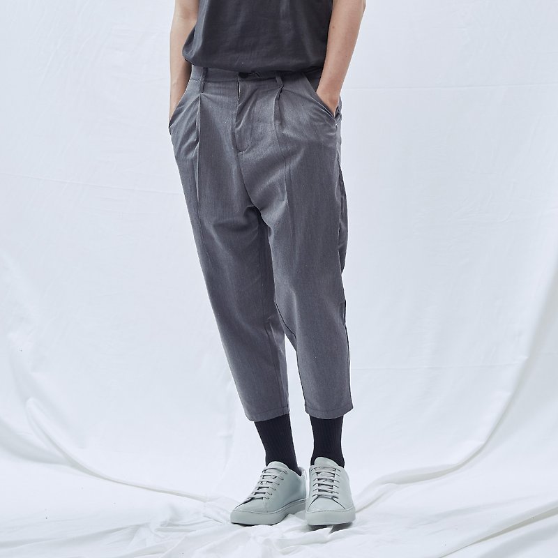 DYCTEAM - Semicolon Series Capri Pants (Gray) - กางเกงขายาว - ผ้าฝ้าย/ผ้าลินิน สีเทา