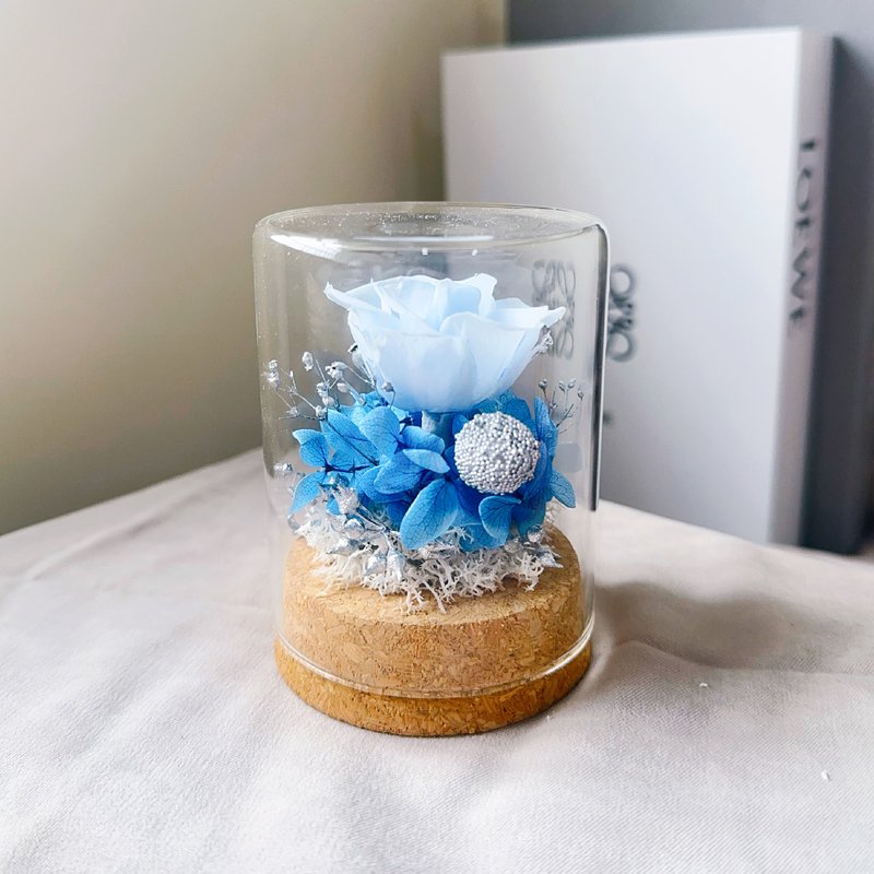 蒔漫花間—浪語微光 永生花盅 玻璃盅 - 乾燥花/永生花 - 植物．花 藍色