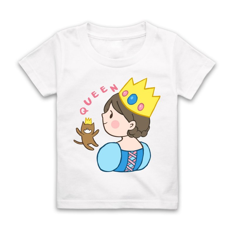 Letter Q-QUEEN Short Sleeve T-Shirt - White - เสื้อยืด - ผ้าฝ้าย/ผ้าลินิน ขาว