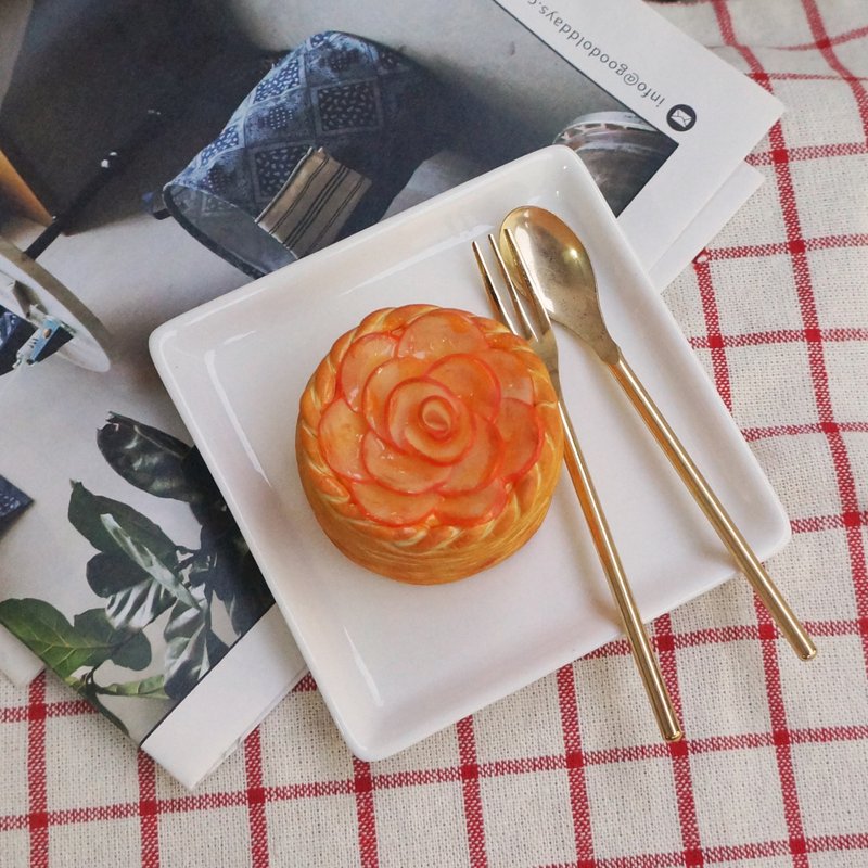 Rose Apple Pie Storage Box Ink Pad Resin Clay Customized - Stamps & Stamp Pads - Clay Orange