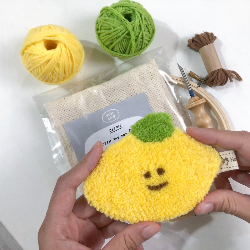 【DIY Material Pack】Russian Embroidery I Lemon Coaster (including complete tools and teaching video) - Knitting, Embroidery, Felted Wool & Sewing - Other Man-Made Fibers Yellow