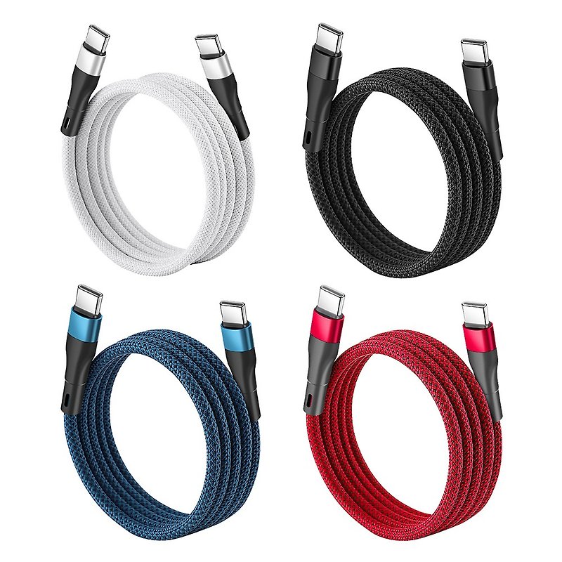 60W magnetic fast data transmission braided charging cable-1m (Type-C to Type-C) - Chargers & Cables - Other Metals Multicolor