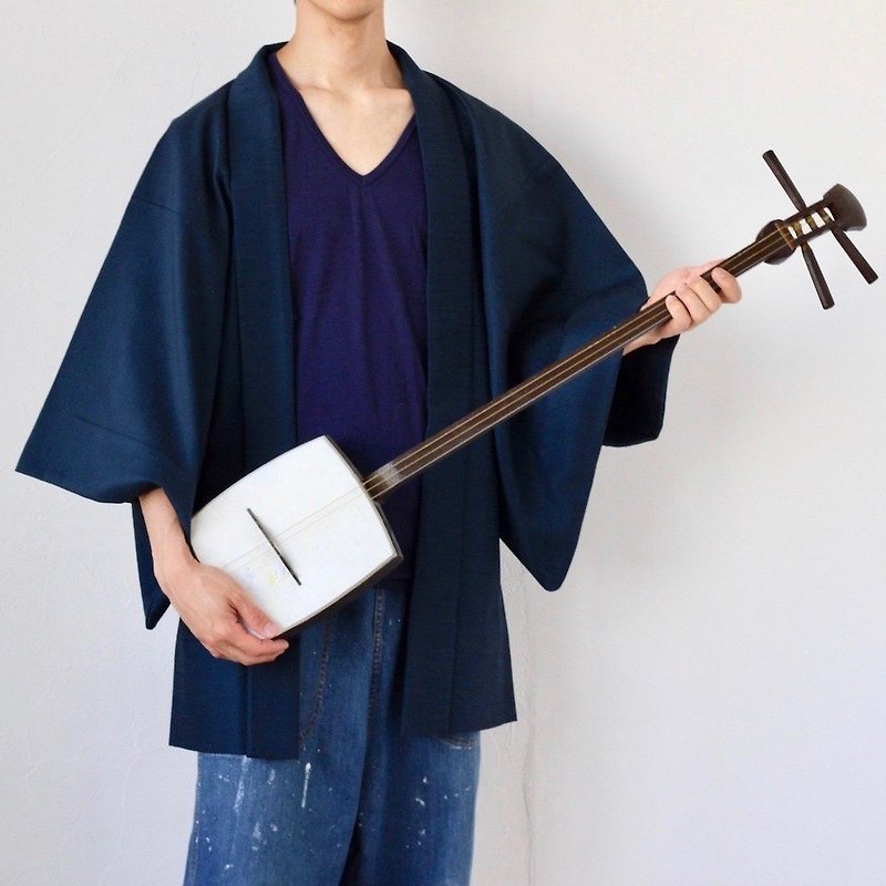mens winter kimono, Japanese kimono jacket, haori, kimono men /3759 - เสื้อแจ็คเก็ต - เส้นใยสังเคราะห์ สีน้ำเงิน