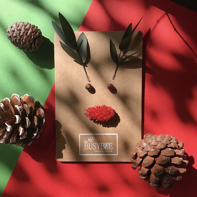 {BUSYBEE}Spot season limited elk shape Christmas card, dry flower card, Christmas gift - Cards & Postcards - Paper 