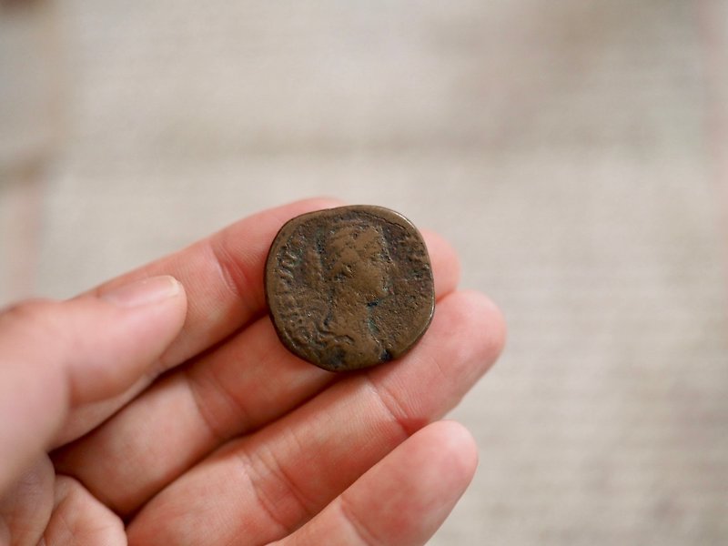 初期ヨーロッパの銅貨 - 皇帝ネルウァ - 置物 - 金属 シルバー