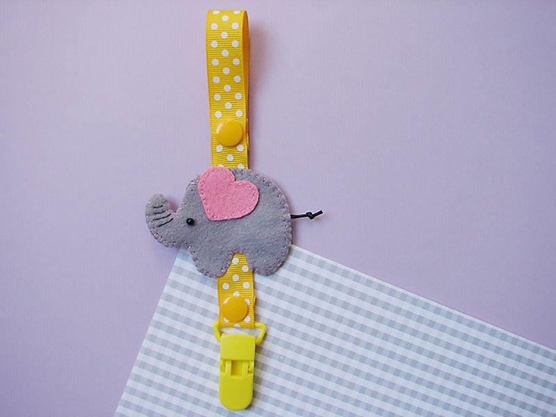 Cheerful baby pacifier chain pacifier clip anti-drop chain can be changed to vanilla pacifier using elephant - ขวดนม/จุกนม - ไฟเบอร์อื่นๆ สีเหลือง