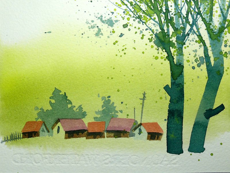 Wen Qing Department of Woods Series 573-Watercolor hand-painted limited edition postcard/Christmas card - การ์ด/โปสการ์ด - กระดาษ สีเขียว