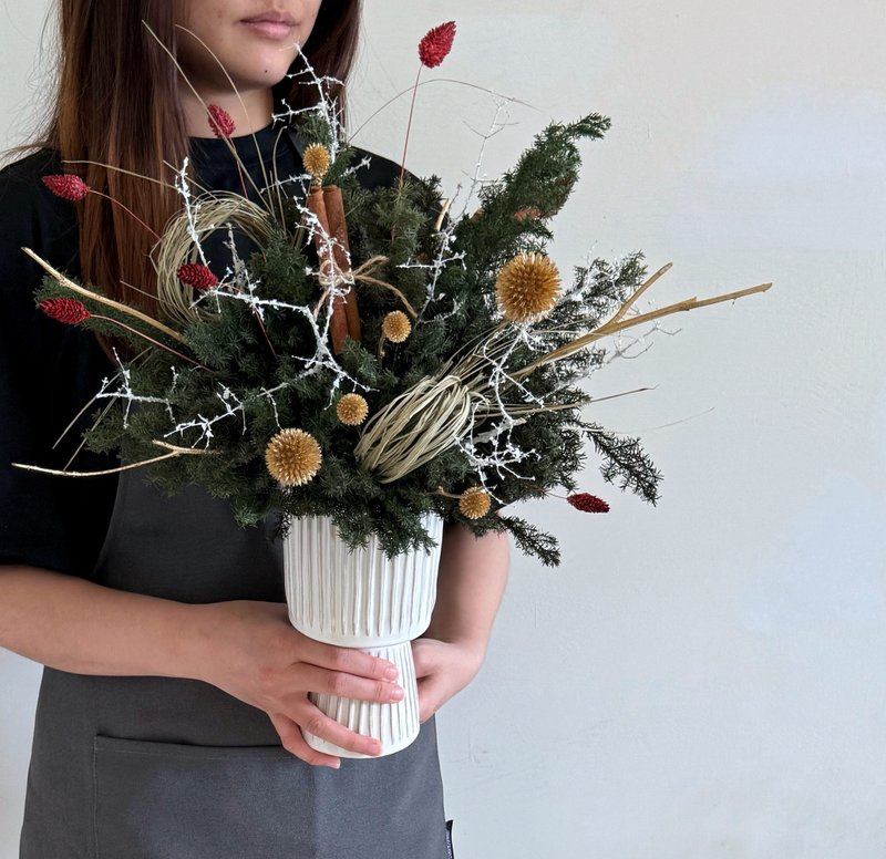 吊飾聖誕樹 乾燥花 聖誕節盆花 永生雪松  附贈吊飾材料 - 乾燥花/永生花 - 植物．花 綠色
