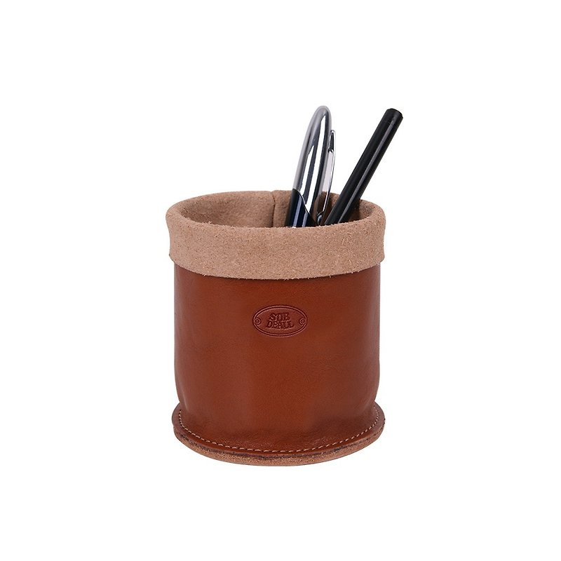Original leather caramel pen holder - กล่องใส่ปากกา - หนังแท้ สีนำ้ตาล