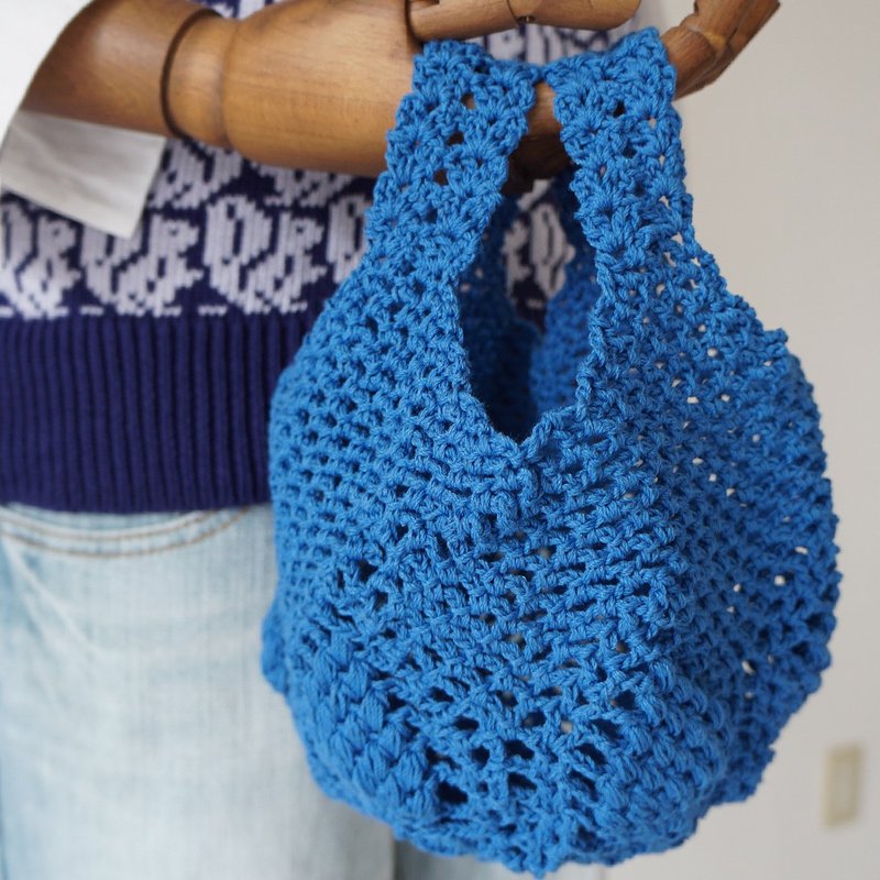 Ba-ba handmade Openwork knitting multi bag No.MB29 - 手提包/手提袋 - 其他材質 藍色