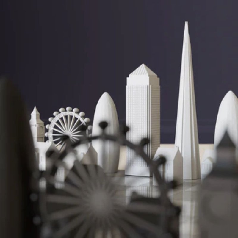 Skyline Chess (Marble chessboard)- Tokyo vs. London - Board Games & Toys - Acrylic White