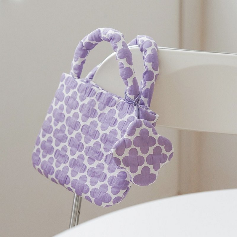 Purple flower cotton candy soft soft handbag with the same headphone bag - Handbags & Totes - Other Materials 