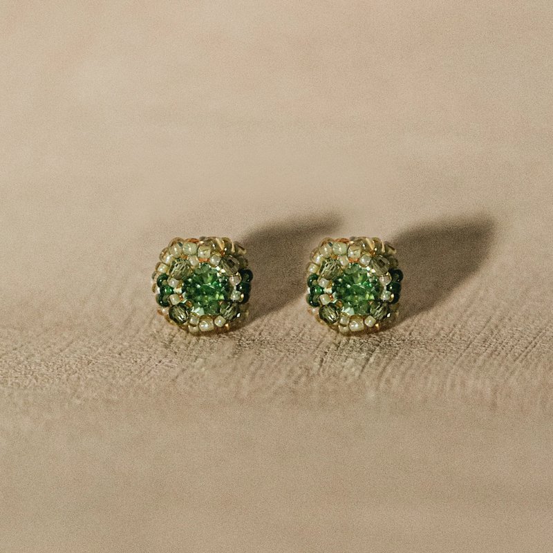 Caravan Solo Studs Earrings - Amber Green - Earrings & Clip-ons - Glass Green