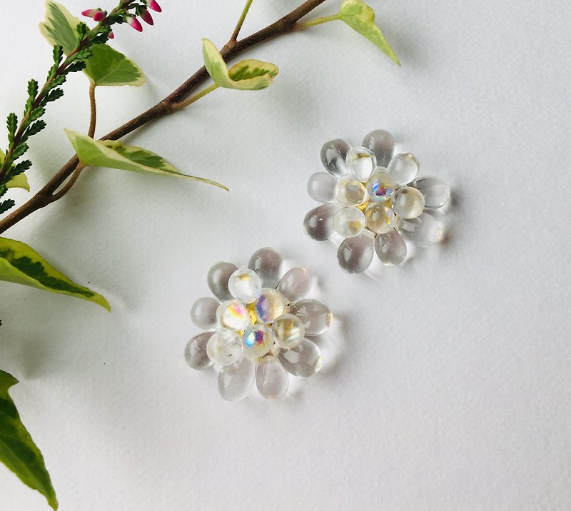 Glass flower Clip-On - Earrings & Clip-ons - Glass Transparent