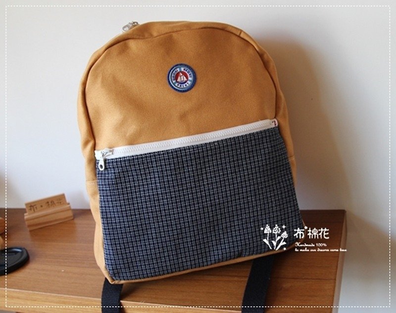 laptop bag - กระเป๋าเป้สะพายหลัง - ผ้าฝ้าย/ผ้าลินิน สีส้ม