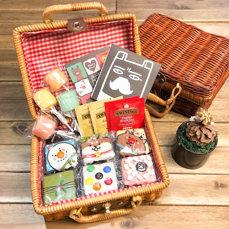 雪花柴犬家族布朗尼-野餐禮盒【2018聖誕限定】 - 蛋糕/甜點 - 新鮮食材 紅色