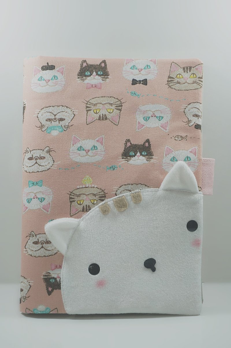 Bucute Yoshino cat half-dimensional cloth book cover / mother children's manual book cover / birthday gift / handmade - ปกหนังสือ - เส้นใยสังเคราะห์ สึชมพู