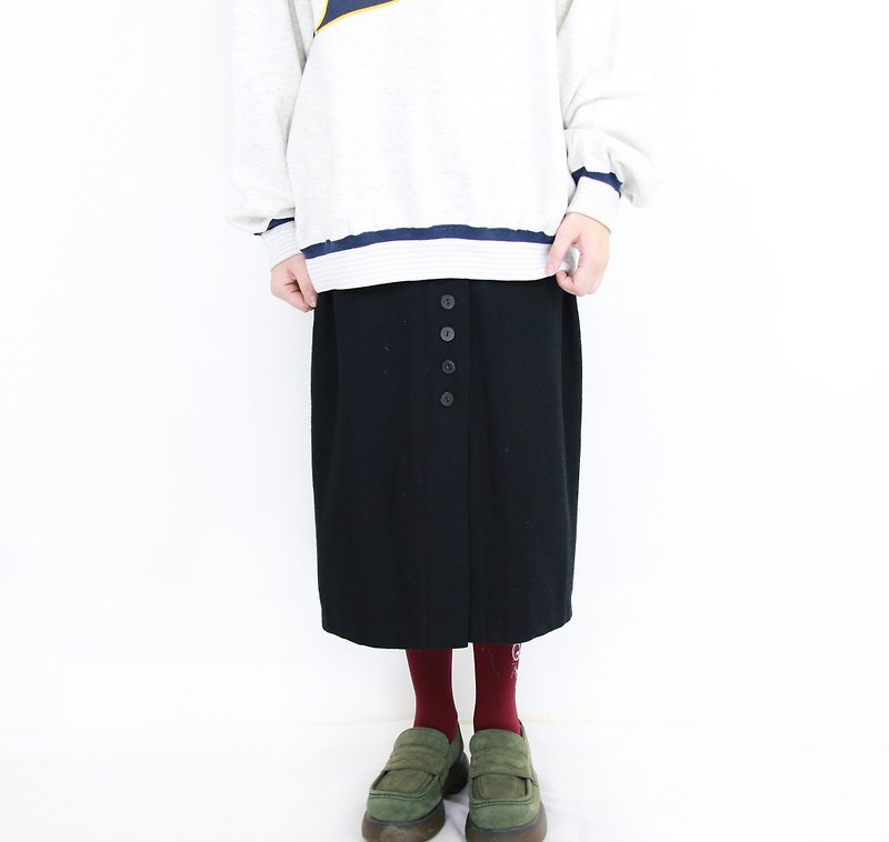Back to Green:: A字排釦 毛呢 vintage skirt ( SK-29 ) - 裙子/長裙 - 聚酯纖維 