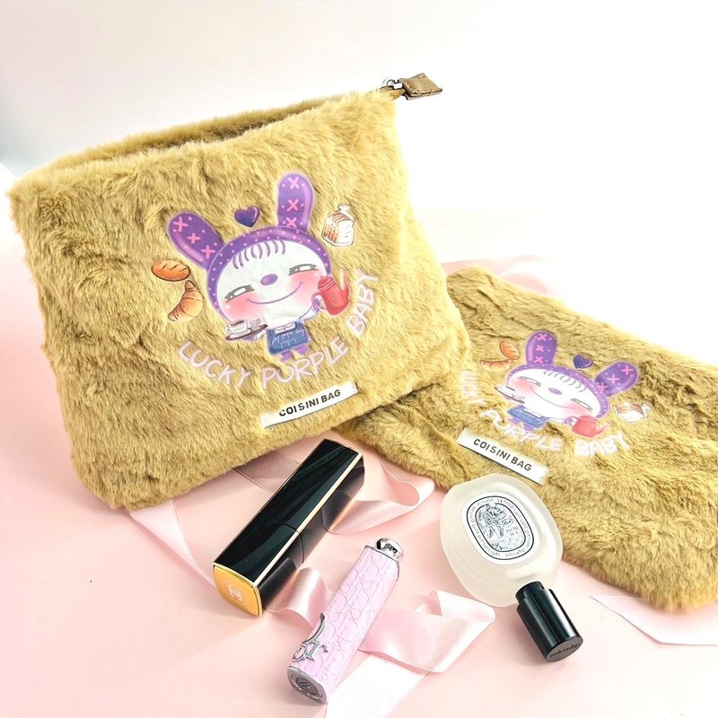 [Lucky Ziva Asian Handicraft Exhibition Pre-order] Lucky Ziva Plush Storage Bag - กระเป๋าถือ - วัสดุอื่นๆ สีกากี