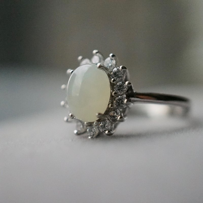 ITS-R108【925 Silver· Gemstone ring · Hetian jade ·】925 Silver ring. - แหวนทั่วไป - เครื่องเพชรพลอย สีเงิน