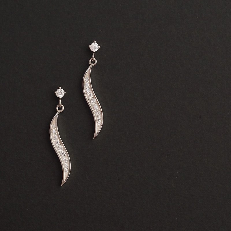 Stone Wave Earrings Silver 925 - Earrings & Clip-ons - Other Metals Silver