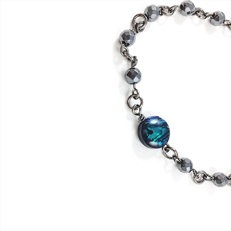 Zhu. Blue Galaxy Energy (hand to fight the system / Hematite / gifts / Christmas gifts / personality / send her /) - Bracelets - Other Metals 