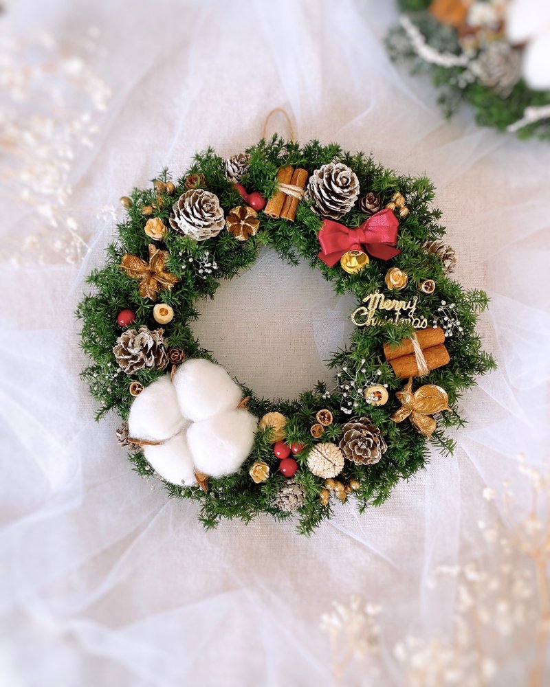 [Christmas Wreath] Christmas Carnival l Comes with a gift box for Christmas gifts - ช่อดอกไม้แห้ง - พืช/ดอกไม้ สีเขียว