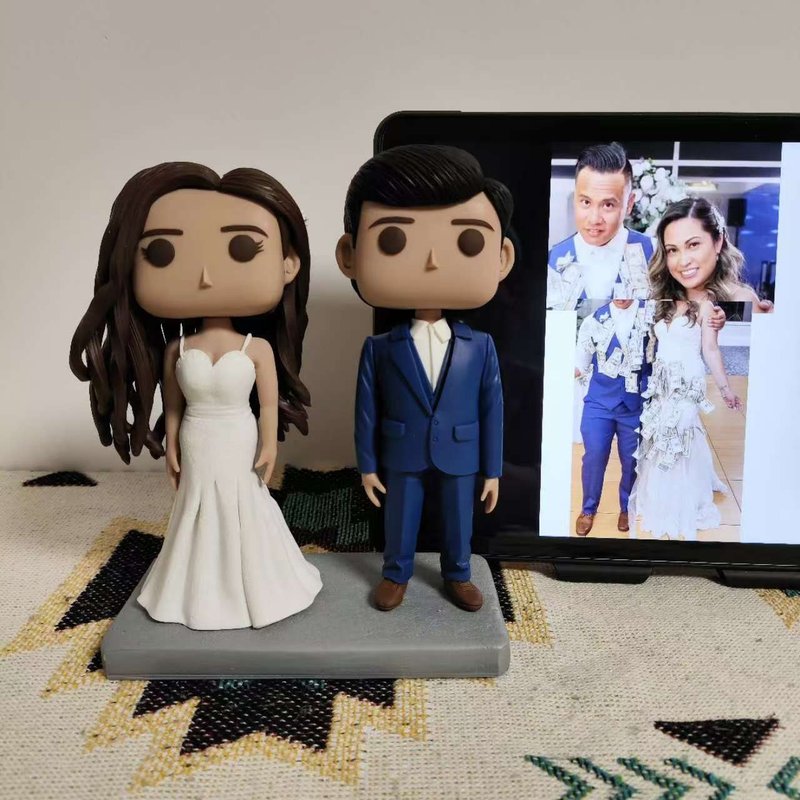 客製化3D人像公仔 訂製手工Funko Pop情侶父母夫妻結婚週年禮物 - 公仔/玩偶 - 黏土 多色