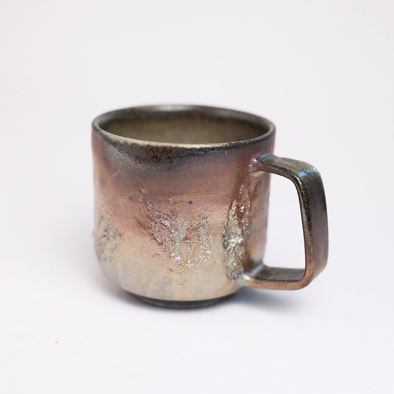 明芽窯 l 柴燒金彩壓紋咖啡杯 金屬光 自然壓紋 陶杯 杯子 H7 - 咖啡杯/馬克杯 - 陶 紅色