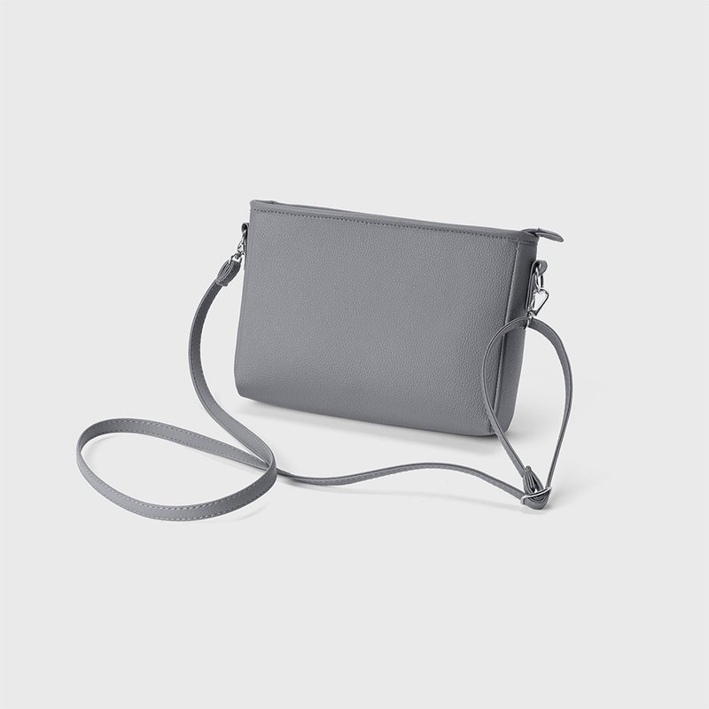 Lightweight Crossbody Bag - Deep Gray - กระเป๋าแมสเซนเจอร์ - หนังเทียม สีเทา