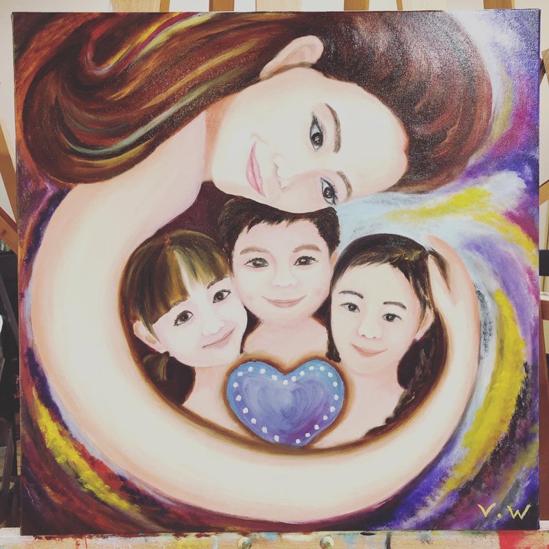 王咖咖 油畫-母親 訂製畫 似顏繪 50x50cm - 似顏繪/客製畫 - 顏料 咖啡色