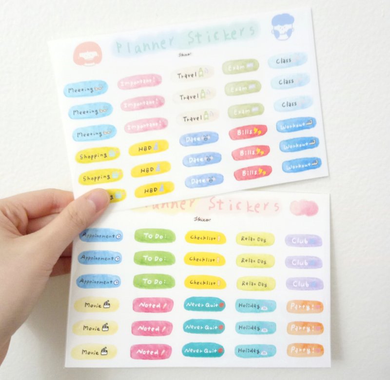 Hand notes to remind small stickers (the whole did not cut) -A / B models! (Hand-painted to repeat the use of folder chain bag) - สติกเกอร์ - กระดาษ หลากหลายสี