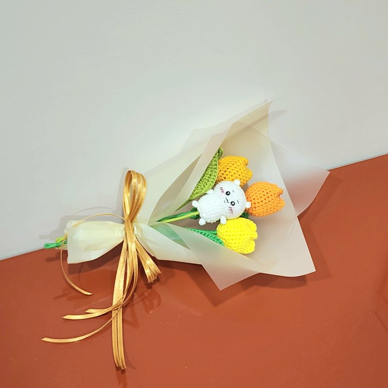 加玩偶的Q版鬱金香花束 純花束在另一個賣場 - 乾燥花/永生花 - 棉．麻 橘色