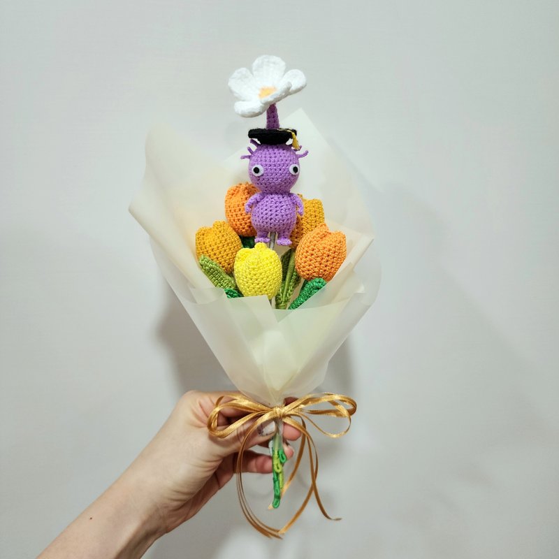 加玩偶的Q版鬱金香花束 純花束在另一個賣場 - 乾燥花/永生花 - 棉．麻 橘色