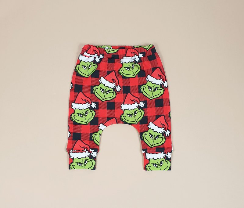 Stole Christmas baby pants, Holiday baby pants, Xmas baby gift, Xmas red pants - Pants - Cotton & Hemp Multicolor