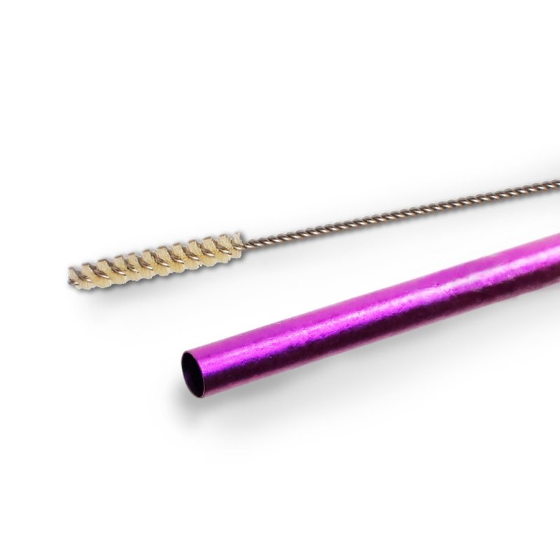 [Made in Japan Horie] Titanium Love the Earth-Pure Titanium ECO Environmental Straw Straw-Roland Purple + Straw Brush with Log Handle - หลอดดูดน้ำ - วัสดุอื่นๆ สีม่วง