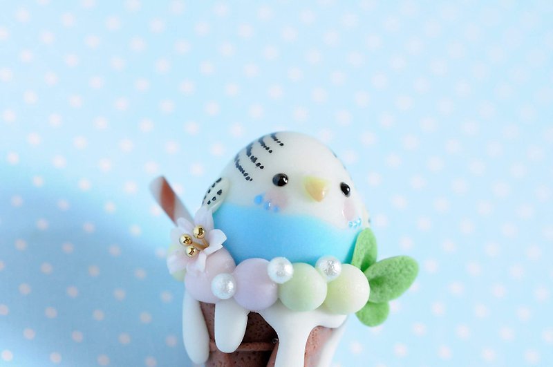 :│Sweet Dream│:The taste of summer: QQ parrot cone-budgie/key ring/gift - Keychains - Clay Blue