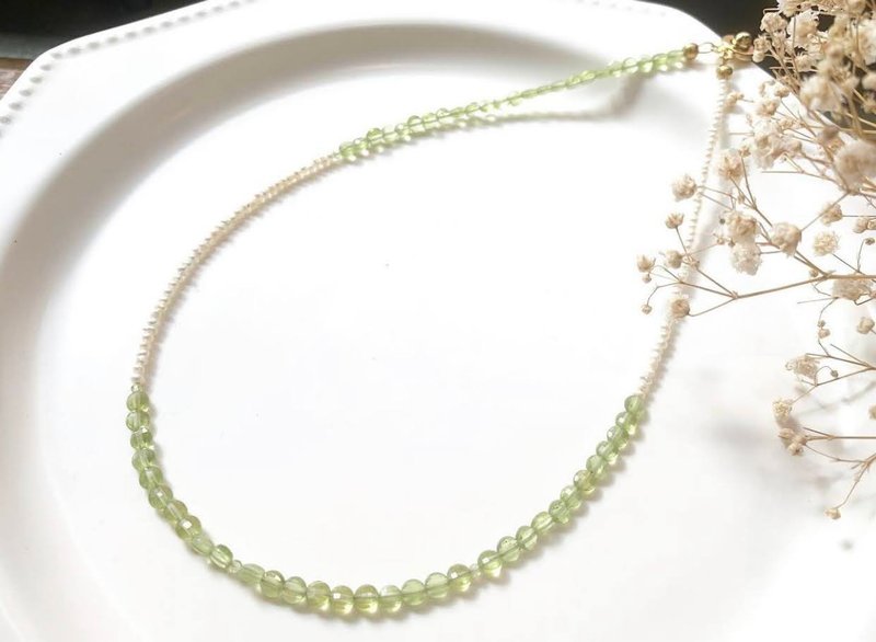 Mini size natural pearl _ Stone clavicle short chain _ steel wire - Necklaces - Jade Green