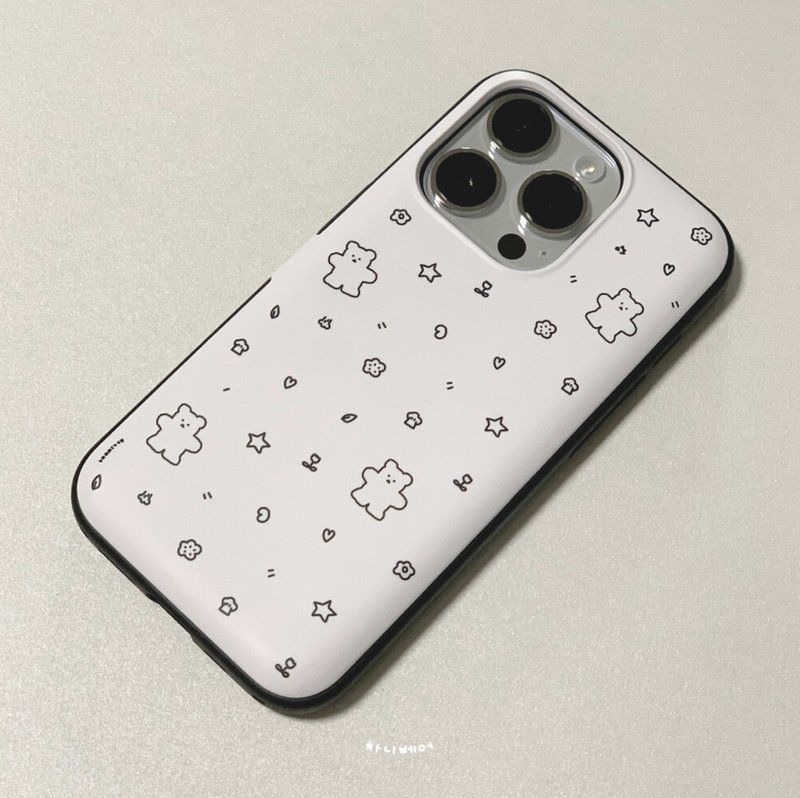 韓國文創 (tuff-card) Mini doodle Chanibear Phone case card option 卡位 订制手机壳很结实 - 手機殼/手機套 - 塑膠 