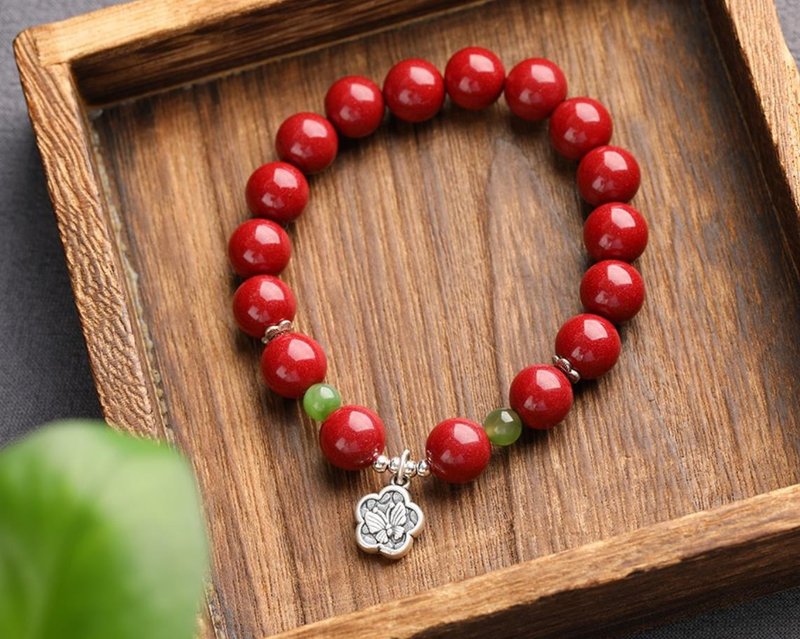 The new American natural raw cinnabar boutique purple gold sand single-ring bracelet has a cinnabar content of more than 95% - Bracelets - Gemstone 