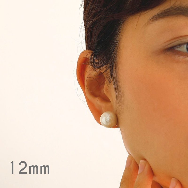 cotton pearl ―12mmコットンパールのループフィットイヤリング - 耳環/耳夾/耳骨夾 - 其他金屬 金色